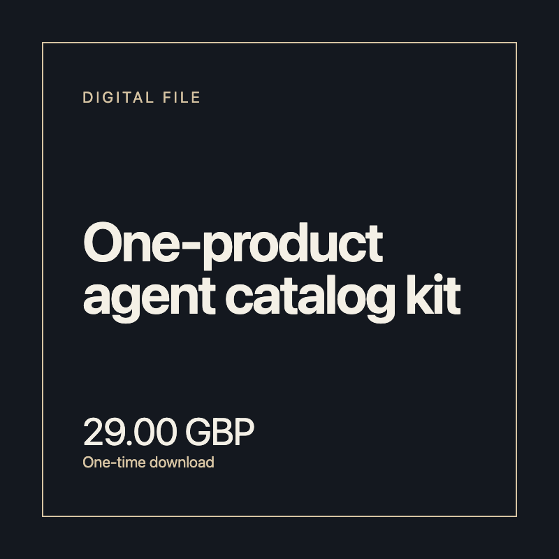 One-product agent catalog kit, 29.00 GBP, one-time download